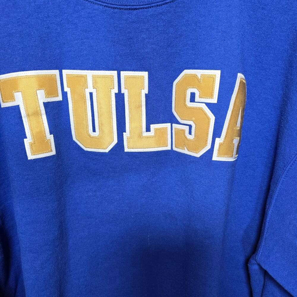 Champion Royal Blue & Gold Tulsa University Sweatshirt Golden Hurricanes NCAA XL - Picture 2 of 5